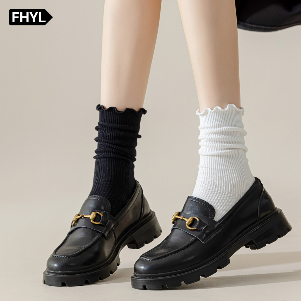 FHYL Đôi Vớ Màu Trơn Bằng Vải Cotton Thoáng Khí Thời Trang Mùa Hè Cho Nữ
