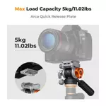 K & F Concept 360° Đầu video chất lỏng, Dung lượng tải 5kg / 11lb, Phát hành nhanh tương thích Arca-Swiss, Chảo & Nghiêng mịn cho video DSLR (FH-03) — ảnh 5