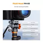 K & F Concept 360° Đầu video chất lỏng, Dung lượng tải 5kg / 11lb, Phát hành nhanh tương thích Arca-Swiss, Chảo & Nghiêng mịn cho video DSLR (FH-03) — ảnh 2
