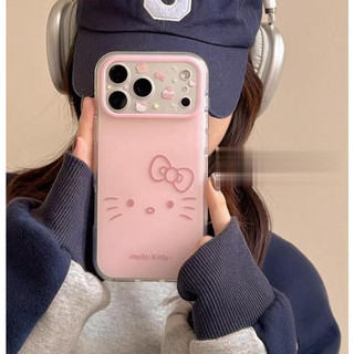 Hàn Quốc Ins Hoạt Hình Dễ Thương Màu Hồng Hellokitty Mèo Bảo Vệ Toàn Ống Kính Ốp Điện Thoại Cho iPhone 17Promax 17Pro 15 16 Promax Chống Sốc Hai Lớp imd Vỏ Ngọt Nữ Tính