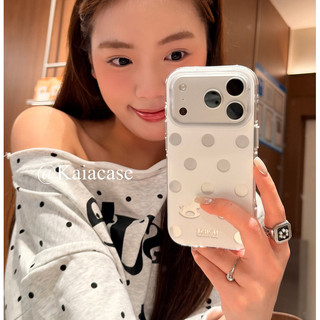 Ốp điện thoại imd hai lớp màu bạc chấm bi đơn giản màu trắng cho iPhone 17Promax 17Pro 14 15 16 Pro Max 13 Vỏ phụ nữ chống sốc