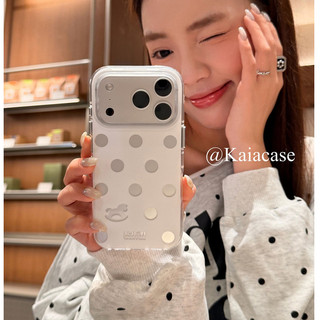 Ốp điện thoại imd hai lớp màu bạc chấm bi đơn giản màu trắng cho iPhone 17Promax 17Pro 14 15 16 Pro Max 13 Vỏ phụ nữ chống sốc