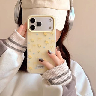 Ốp Điện Thoại Mờ Ins Màu Vàng Nơ Hoa 2in1 Hàn Quốc Cho iPhone 17Promax 17pro 13 14 15 16 Pro Max Vỏ Di Động Nữ Chống Sốc
