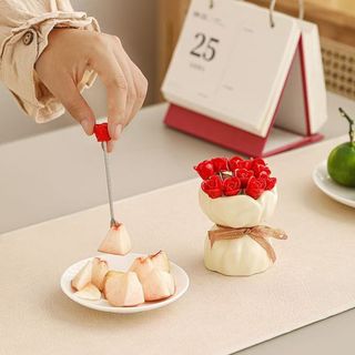 Bộ nĩa trái cây bằng thép không gỉ, Đế lưu trữ bằng gốm, Nĩa bánh tráng miệng, Bộ đồ ăn trà chiều, Quà tặng tân gia thẩm mỹ