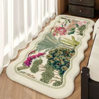 [Mới 2026] Thảm phòng ngủ phong cách Nanyang cổ điển kiểu Pháp, Thảm trải giường giả Cashmere 60 × 160cm, Thảm trải sàn sân vườn không đều sang trọng, Tấm lót ban công chống trượt