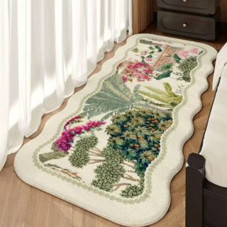 [Mới 2026] Thảm phòng ngủ phong cách Nanyang cổ điển kiểu Pháp, Thảm trải giường giả Cashmere 60 × 160cm, Thảm trải sàn sân vườn không đều sang trọng, Tấm lót ban công chống trượt
