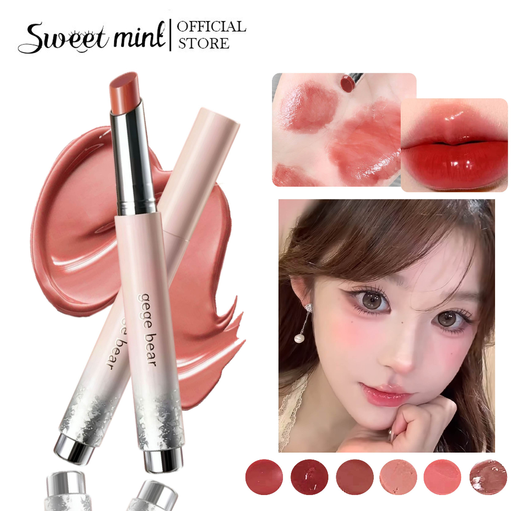 Son Tint Bóng Gege Bear Dưỡng Âm Sáng Bóng Lấp Lánh Một Cú Nhấp Chuột Bóng Sáng Trang Diểm Môi