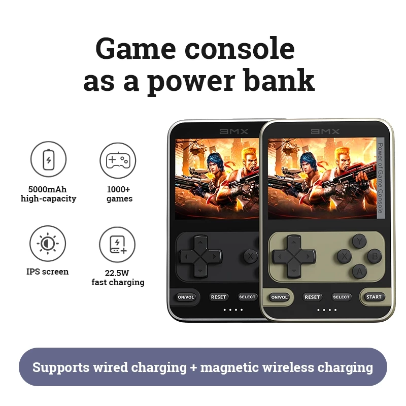 Máy chơi Game Sạc Kho báu 2 trong 1, Pin dung lượng lớn 5.000mAh, Tích hợp 500 trò chơi cổ điển, Màn hình chống chói, Hỗ trợ sạc nhanh PD20W Quà tặng sạc không dây Quà tặng sinh nhật cho bạn trai — ảnh 1