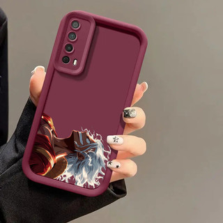 Dành Cho Huawei Nova Y70 Y71 Huawei Y7A Matte Silicone Mềm Chống Sốc Cảm Giác Da Camera Bảo Vệ Cướp Biển Hoạt Hình Mặt Sau
