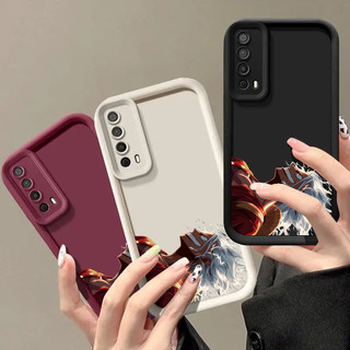 Dành Cho Huawei Nova Y70 Y71 Huawei Y7A Matte Silicone Mềm Chống Sốc Cảm Giác Da Camera Bảo Vệ Cướp Biển Hoạt Hình Mặt Sau