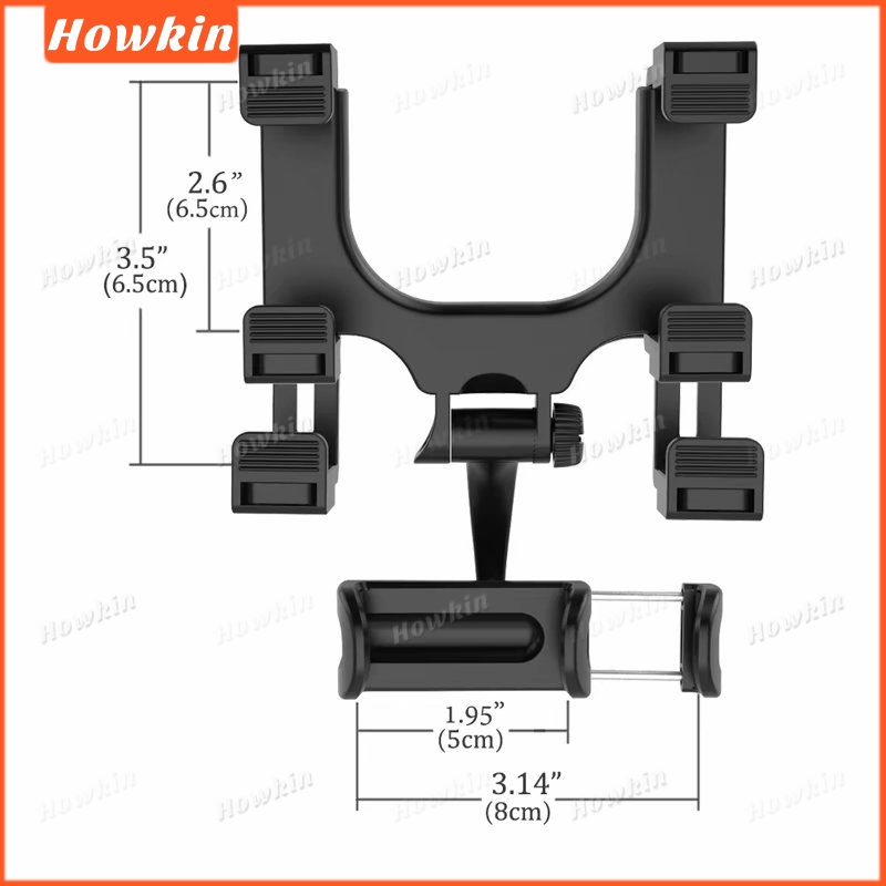 Giá đỡ điện thoại ô tô đa năng 360 độ cho Apple iPhone/Samsung, gắn gương chiếu hậu