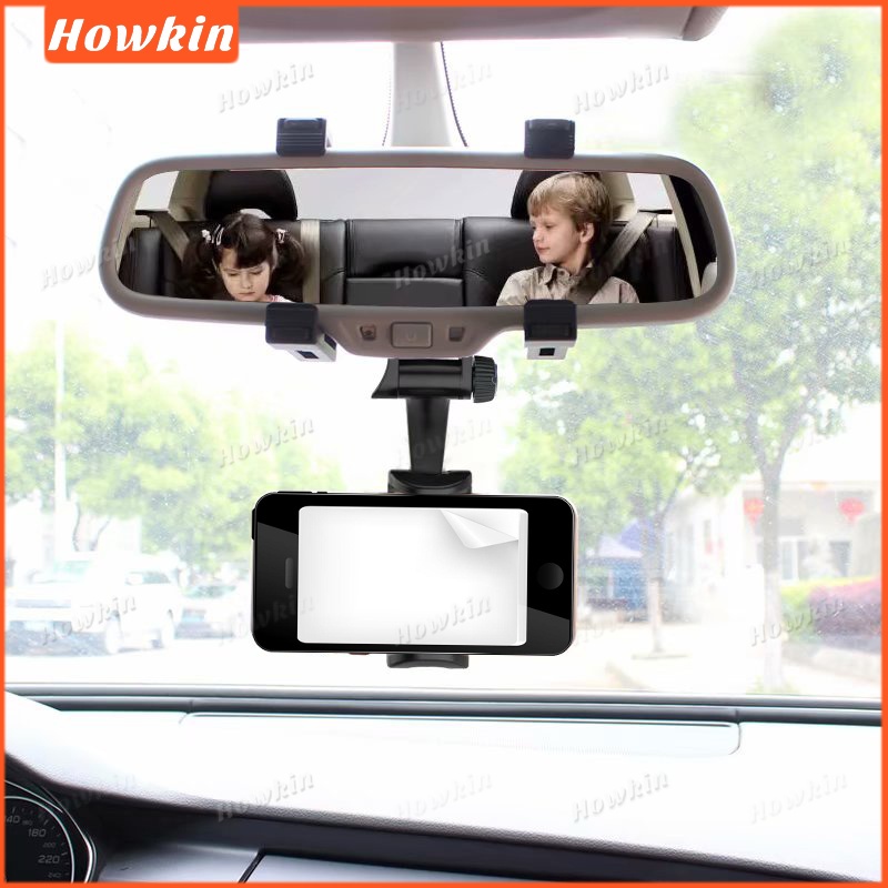Giá đỡ điện thoại ô tô đa năng 360 độ cho Apple iPhone/Samsung, gắn gương chiếu hậu