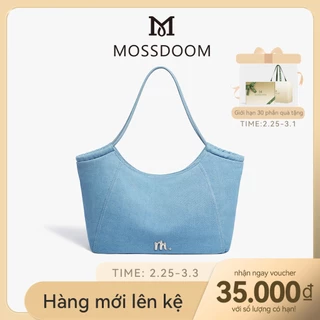 NEW Arrival】 MOSSDOOM Talina Bag Túi đeo vai mềm Denim dung tích lớn sành điệu đơn giản