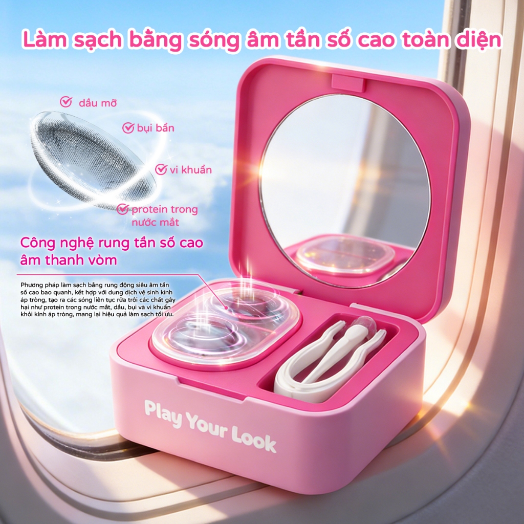 【Máy rửa lens】 kính áp tròng lens Máy rửa tự động Tiện lợi dễ dàng sử dụng Tự chuẩn bị pin/Màu sắc ngẫu nhiên