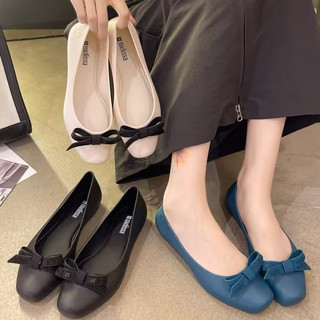 2026 Phong Cách Mới Melissa Brazil Giày Nữ Nơ Mũi Vuông Giày Ballet Đế Bằng