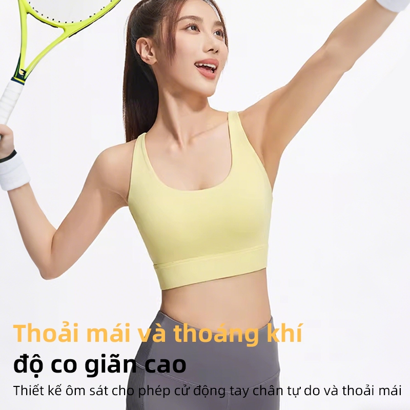 Lưới Crossback Thể Thao Áo Ngực Dành Cho Nữ Tích Hợp Áo Ngực Cho Yoga Pilates Chạy Bộ Thể Dục Back-Flattering