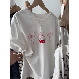 Áo thun nữ cổ tròn 100% cotton, in hình hoạt hình mới 2026