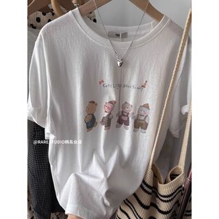 Áo Thun Cổ Tròn 2026, Chất Liệu 100% Cotton, In Hình Hoạt Hình Cho Nữ