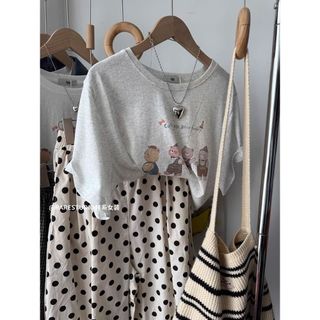 Áo Thun Cổ Tròn 2026, Chất Liệu 100% Cotton, In Hình Hoạt Hình Cho Nữ