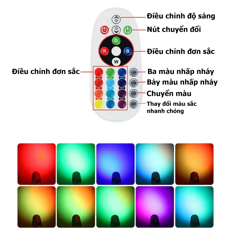 Đèn đường LED RGB Spotlight 220V, bộ màu, chiếu sân khấu, cố định đường sắt, đèn trần, đèn disco, trang trí phòng ngủ