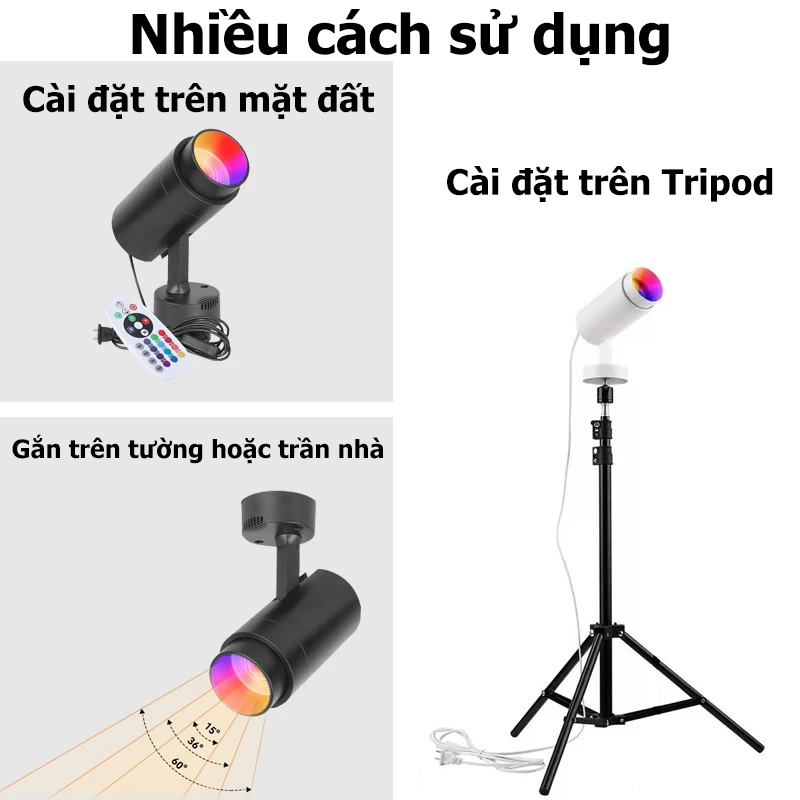 Đèn đường LED RGB Spotlight 220V, bộ màu, chiếu sân khấu, cố định đường sắt, đèn trần, đèn disco, trang trí phòng ngủ