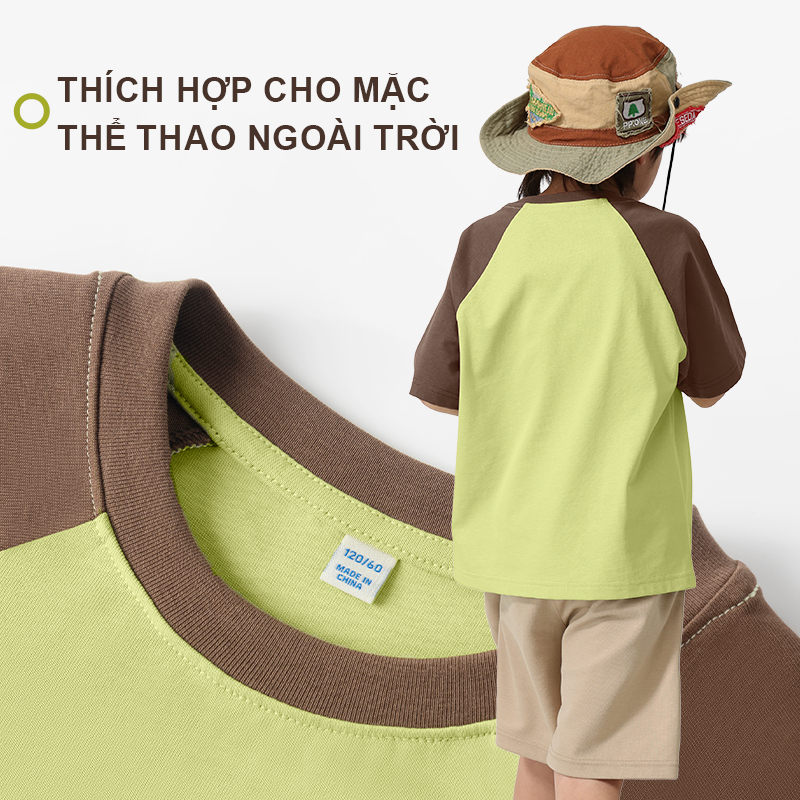 W.G.Q Áo thun bé trai / bé gái ,  Thiết kế tay áo chéo phối màu , Vải Cotton nguyên chất mềm mại thoải mái, giản dị thoải mái với in hình Zootopia