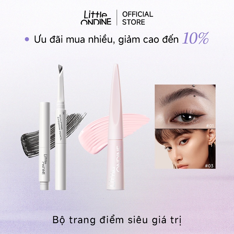Little Ondine bộ sản phẩm Kem Highlight 4.5g &  Dual-Ended Shaping Eyebrow Pencil 110mg