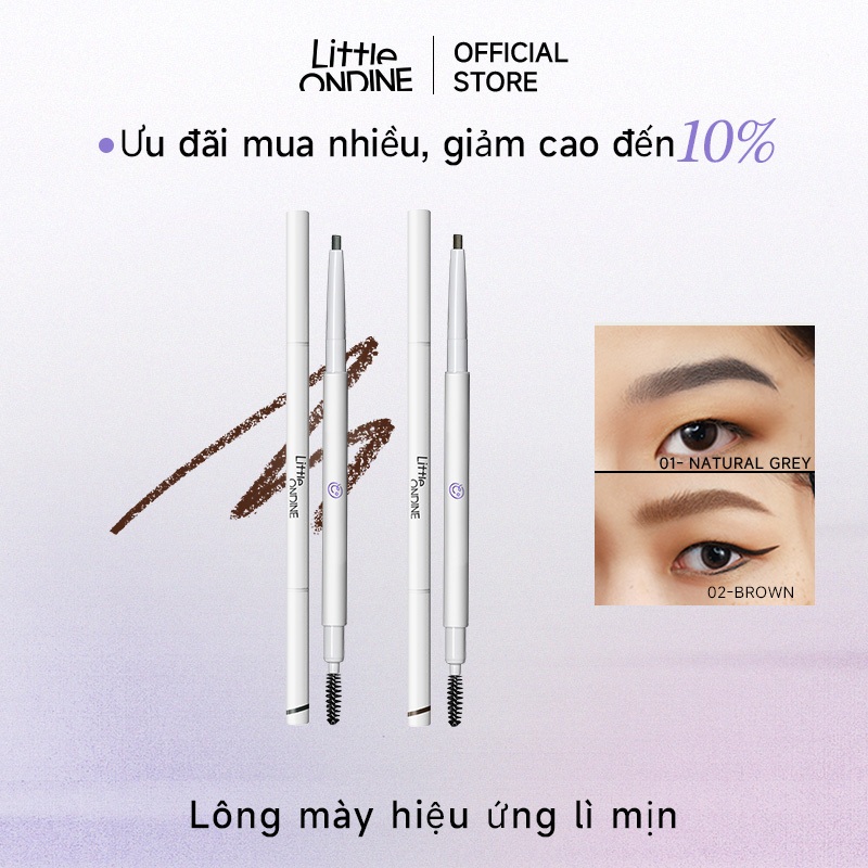 Little Ondine Chì kẻ mày 2 đầu siêu mảnh Dễ kẻ  không lem chống mồ hôi lâu trôi dễ lên màu 60mg*2