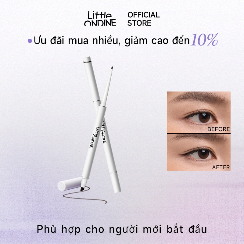 Little Ondine Bút kẻ mắt gel 2 đầu siêu mảnh lâu trôi chống nước chống mồ ooi 60mg