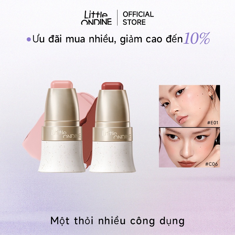 Little OndineThanh trang điểm đa năng dưỡng ẩm dùng thay phấn mắt, phấn má, son môi, Highlight 4g