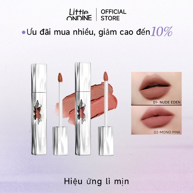 Little Ondine Son kem lì Flower Heart – Lên màu chuẩn, chất son mịn như nhung, nhẹ môi, lâu trôi 2.4g
