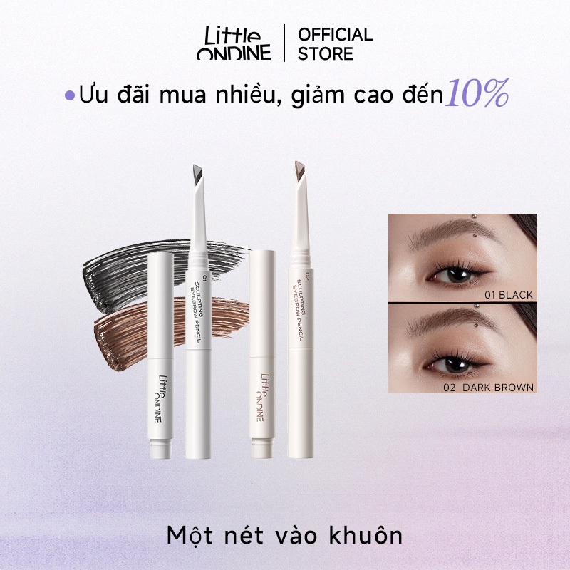 Little Ondine Bút chì kẻ mày định hình hai đầu  Chống thấm nước, lâu trôi & chống nhòe, có màu lông mày cho lông mày hoang dã tự nhiên, đầu siêu mịn 110mg