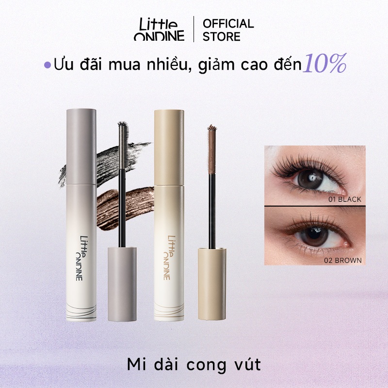 Little Ondine Mascara Black Wing– Cọ chuốt mi độc quyền 3 mặt, làm dày, làm dài, giữ mi cong bền, không lem, không trôi suốt cả ngày dài 5g