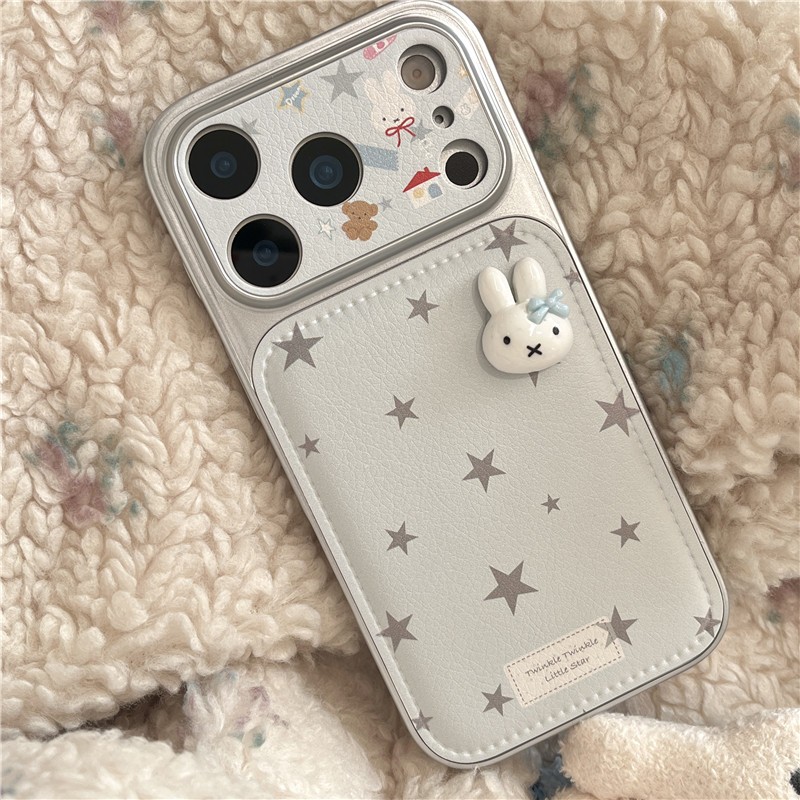 Ốp điện thoại chất liệu PU cho iPhone 17 Pro max 16 Pro max Star Rabbit pattern