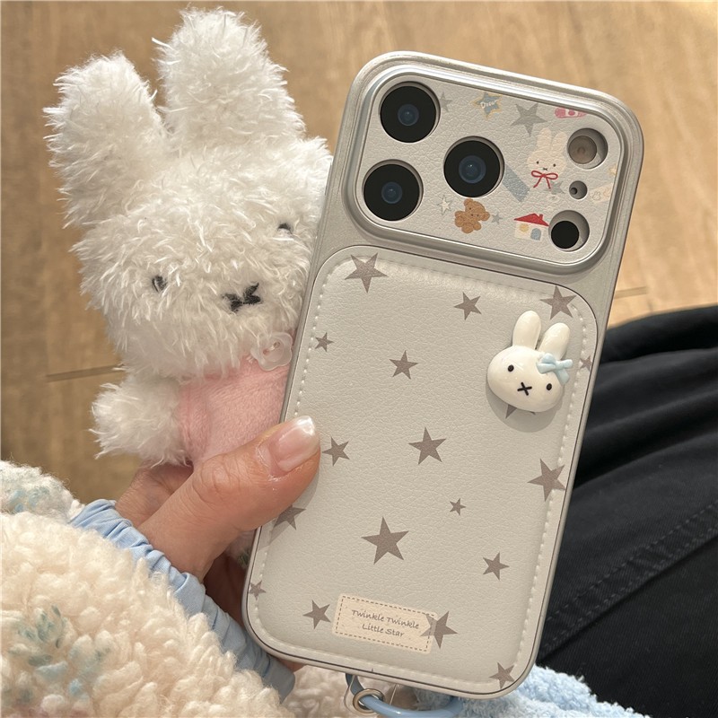 Ốp điện thoại chất liệu PU cho iPhone 17 Pro max 16 Pro max Star Rabbit pattern