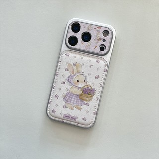 Ốp điện thoại chất liệu PU hình thỏ có hoa cho iPhone 17 Pro Max 16 pro max