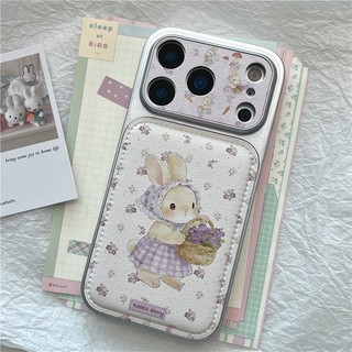 Ốp điện thoại chất liệu PU hình thỏ có hoa cho iPhone 17 Pro Max 16 pro max