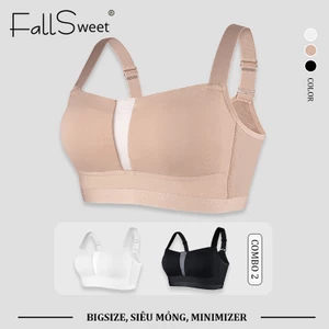FallSweet 2 Chiếc Siêu Mỏng Full Cup Áo Lót Liền Mạch Một Mảnh Áo Quần Lót Thoáng Khí Không Dây