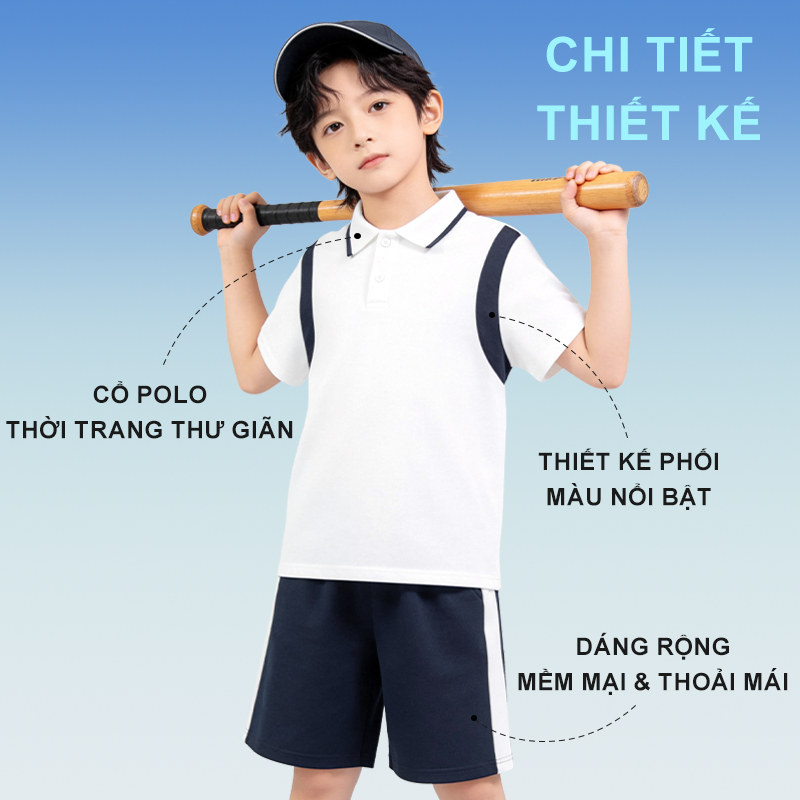 W.G.Q Bộ thể thao bé trai/bé gái, bộ áo thun và quần short, thoáng mát thoải mái, thời trang dễ phối, phù hợp cho bé hoạt động ngoài trời