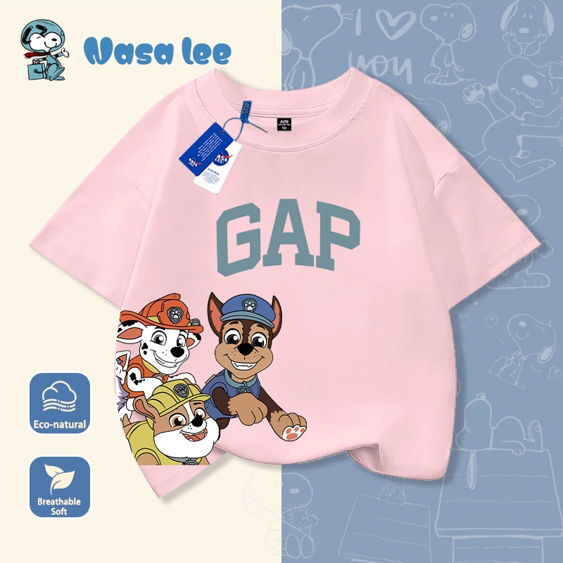 Áo phông mới mùa hè 2026 NASA, 8 màu, in hình thú vị "Paw Patrol (Đội Chó Cứu Hộ)", giao hàng ngày trong ngày.