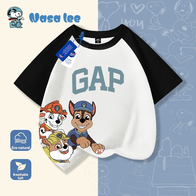 Áo phông mới mùa hè 2026 NASA, 8 màu, in hình thú vị "Paw Patrol (Đội Chó Cứu Hộ)", giao hàng ngày trong ngày.