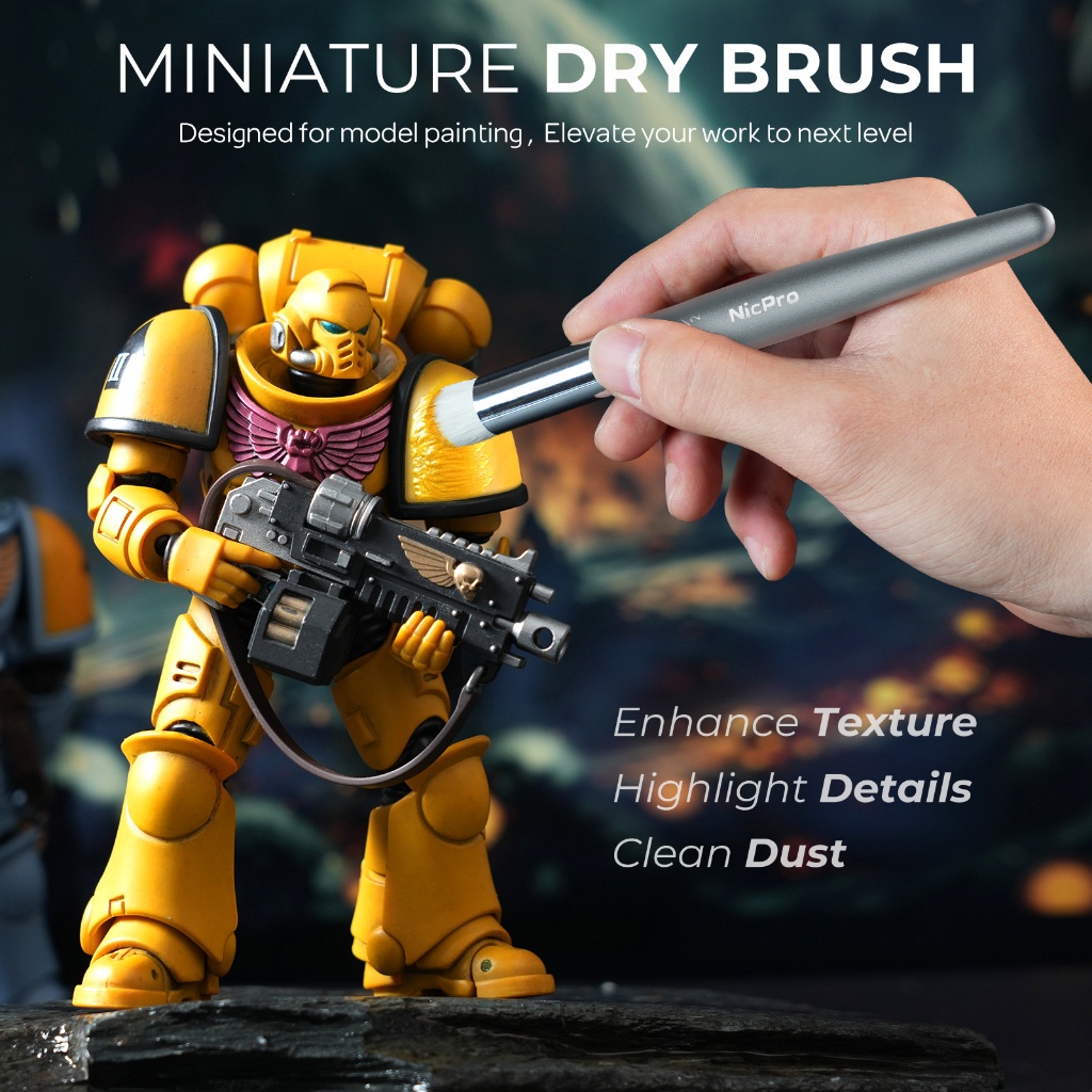 Bàn chải sơn thu nhỏ Nicpro Bàn chải khô - 20 chiếc Bộ cọ sơn mô hình có hộp Nylon cho Acrylic, dầu, màu nước, bàn chải sơn chi tiết Bàn chải khô cho mô hình, Tranh thu nhỏ, Đau