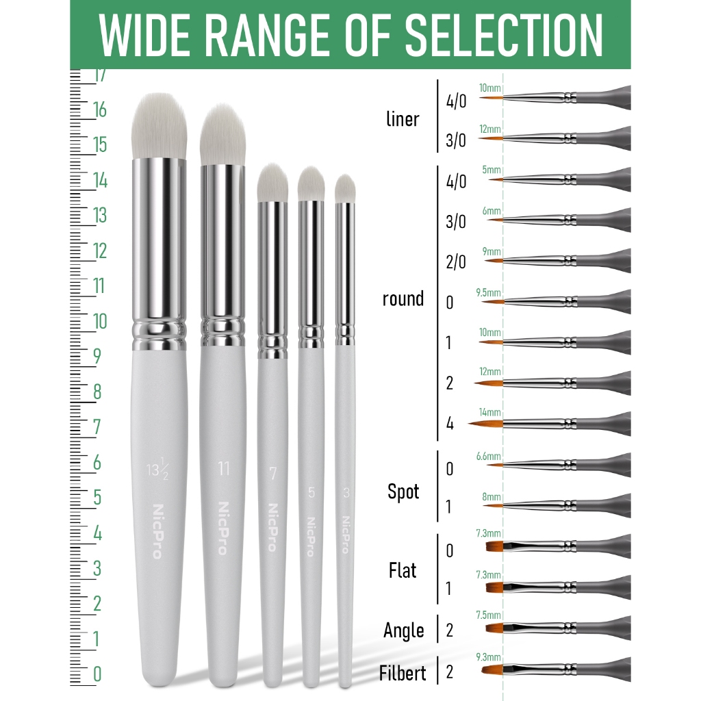 Bàn chải sơn thu nhỏ Nicpro Bàn chải khô - 20 chiếc Bộ cọ sơn mô hình có hộp Nylon cho Acrylic, dầu, màu nước, bàn chải sơn chi tiết Bàn chải khô cho mô hình, Tranh thu nhỏ, Đau
