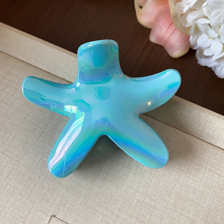 Iridescent Kẹp Tóc Móng Vuốt Hình Sao Biển Màu Xanh Trắng, Phong Cách Beachy Bohemian, Phụ Kiện Tóc Hợp Thờì Trang Cho Hàng Ngày Và Kỳ Nghỉ