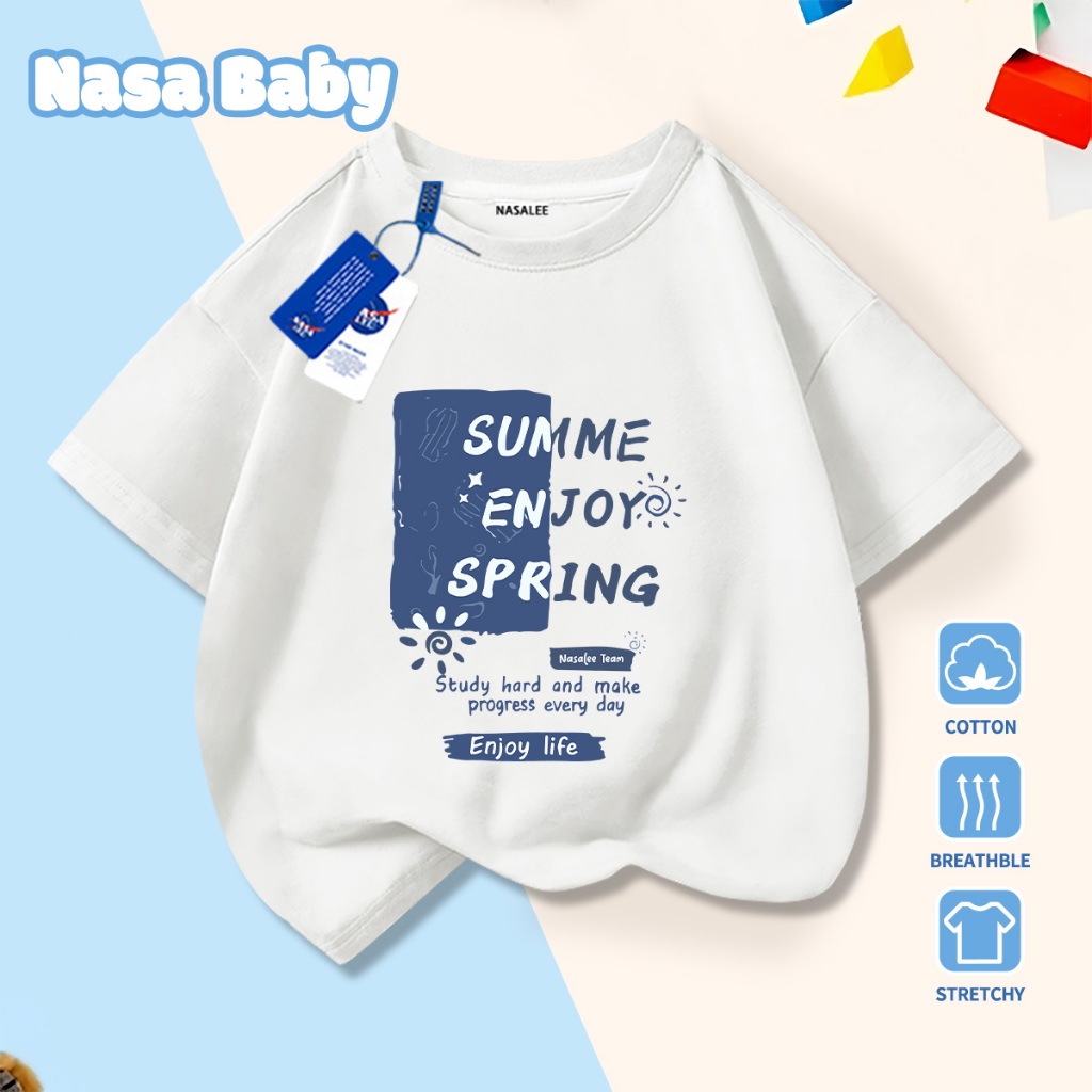 🚀Xu hướng hot 2026🚀 Áo thun trẻ em họa tiết chữ NASA 100% chất liệu cotton Unisex Giao hàng ngay