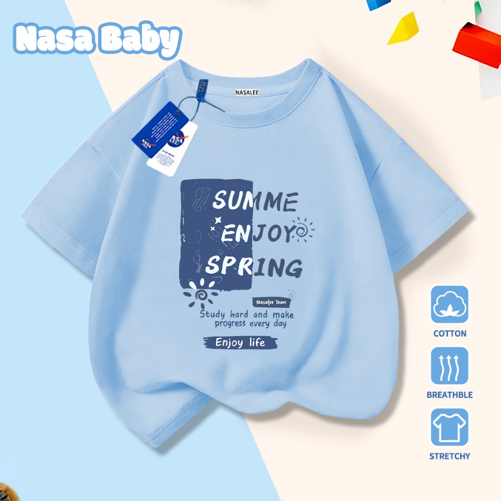 🚀Xu hướng hot 2026🚀 Áo thun trẻ em họa tiết chữ NASA 100% chất liệu cotton Unisex Giao hàng ngay