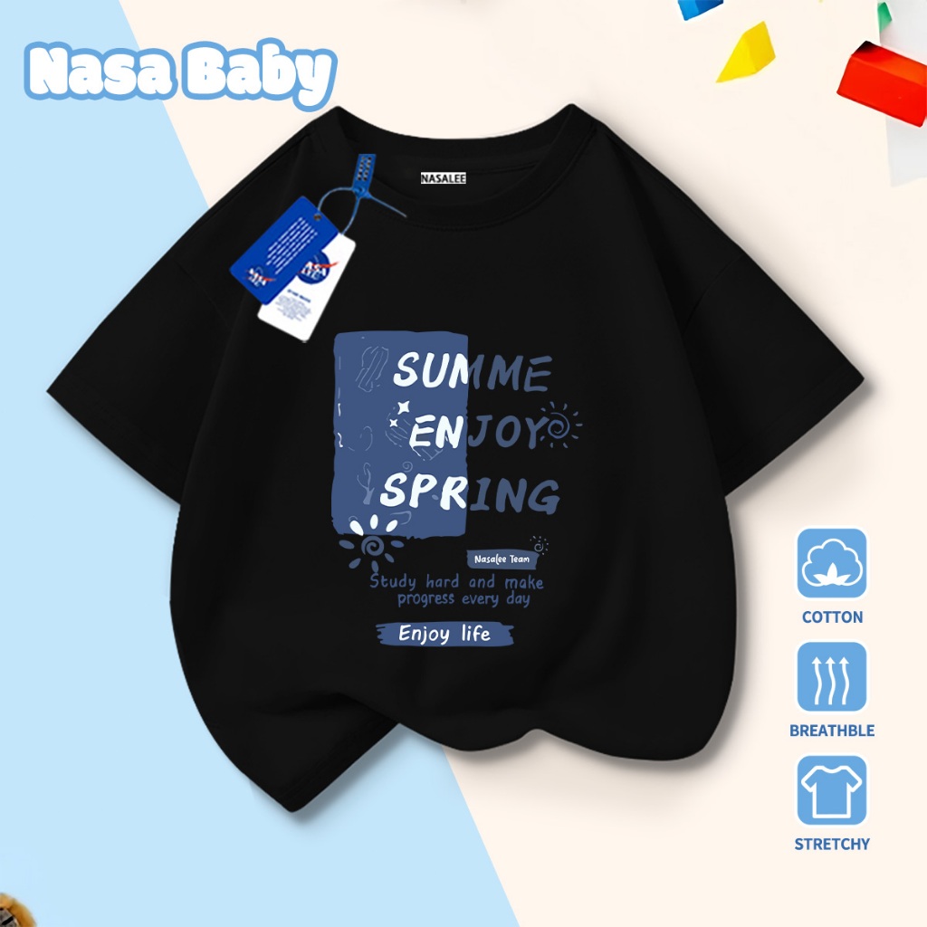 🚀Xu hướng hot 2026🚀 Áo thun trẻ em họa tiết chữ NASA 100% chất liệu cotton Unisex Giao hàng ngay