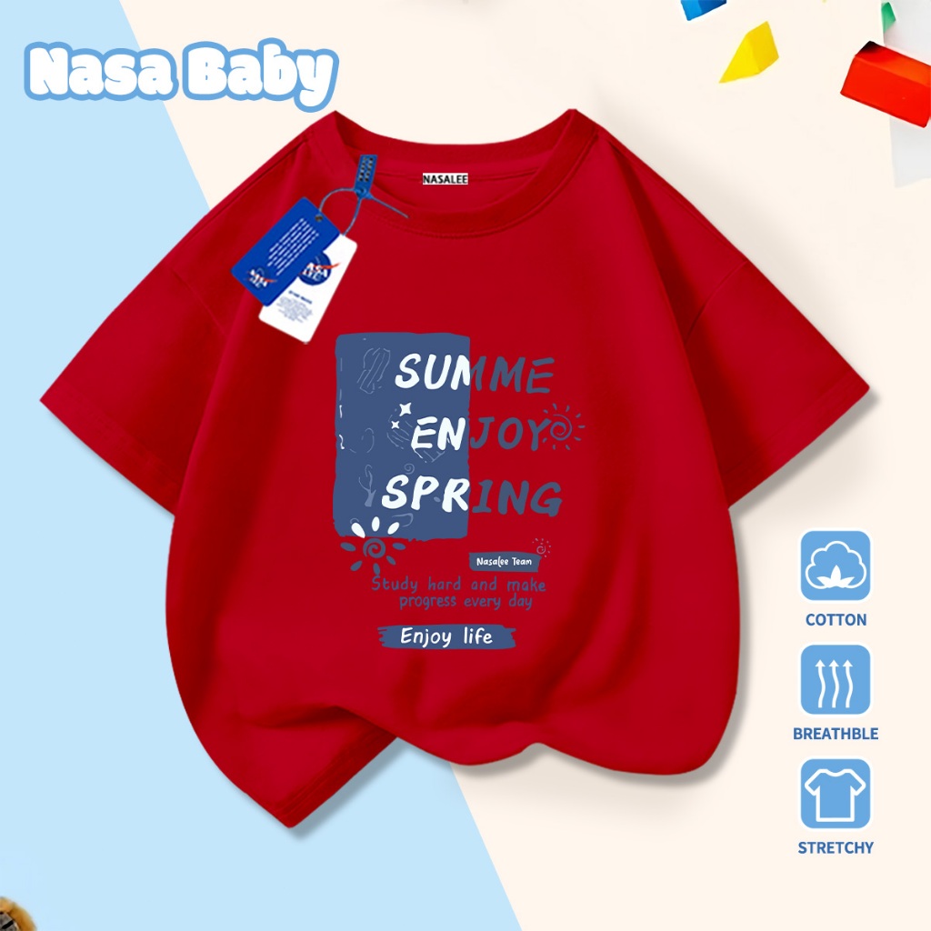 🚀Xu hướng hot 2026🚀 Áo thun trẻ em họa tiết chữ NASA 100% chất liệu cotton Unisex Giao hàng ngay