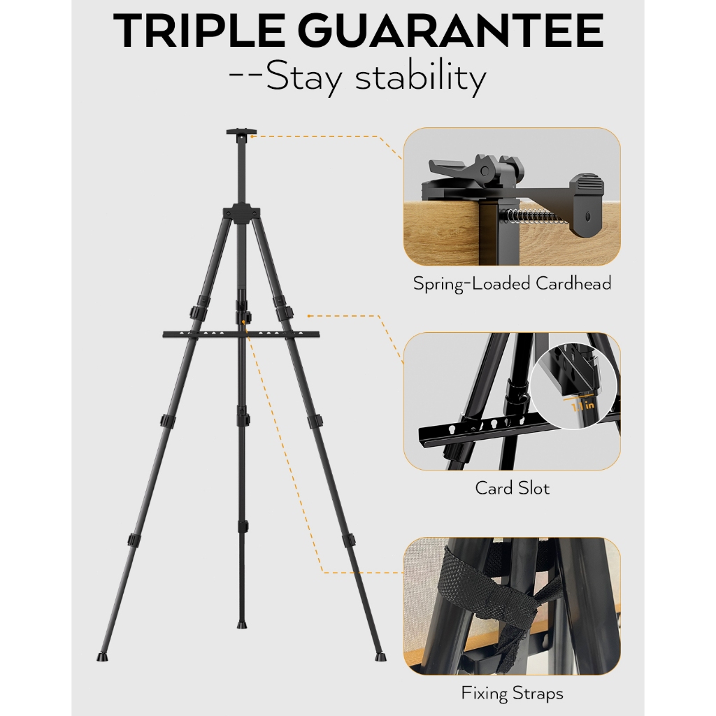 Giá đỡ nghệ thuật Nicpro, chân ba kim loại nhôm có túi, 2 gói, cao 17–66 inch, cho tranh trên bàn/tranh sàn