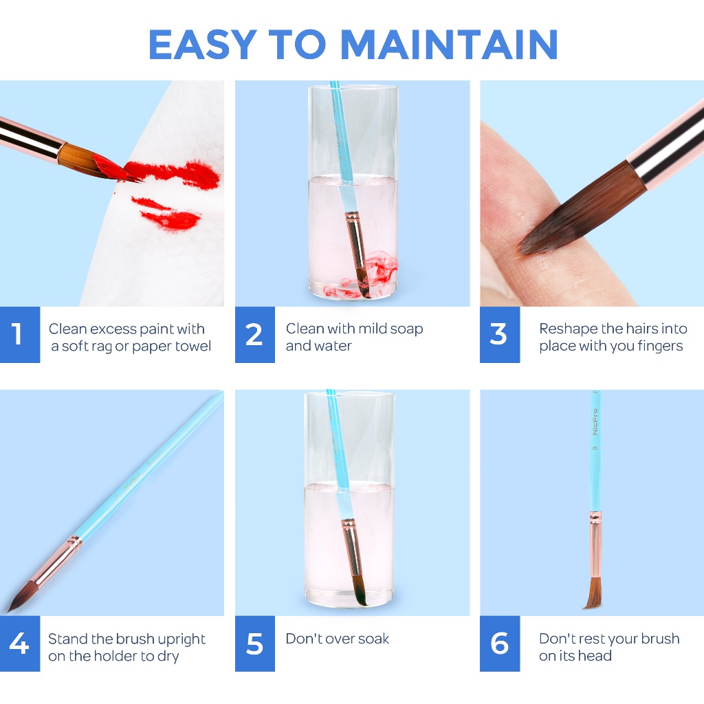 Nicpro 12 Bộ cọ vẽ nghệ sĩ, Bàn chải sơn Pastel thẩm mỹ Bàn chải sơn thủ công cho tranh Acrylic, dầu, màu nước, bầu, khí chất, mặt, cơ thể, đồ dùng nghệ thuật cho nghệ sĩ